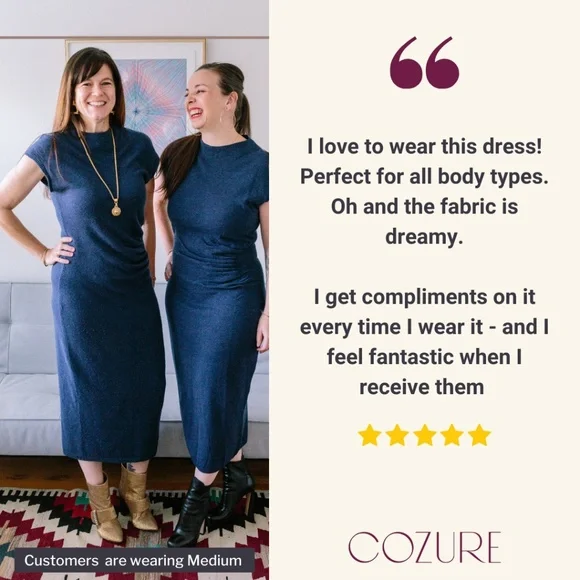 XL Cashmere Midi Dress, Long Sweater Dress, Navy Blue Cashmere Knit Midi Dress - Picture 6 of 8